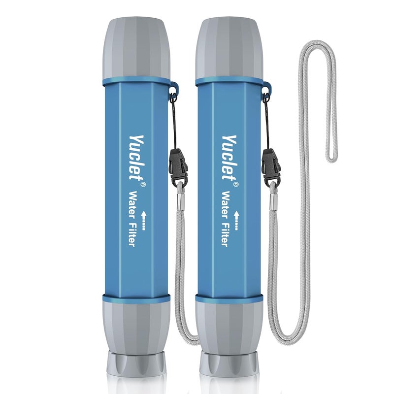 Yuclet 2 Pack Water Filter Straw for Drinking Survival, Personal Straws for Purifying Water, Water Purification Straw Water Purifier Survival Gear and Supplies for Hiking, Camping, Travel, and Emergency - Image 1